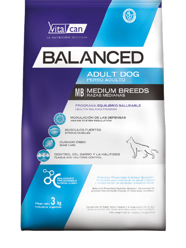 Balanced perro envase adulto mediano