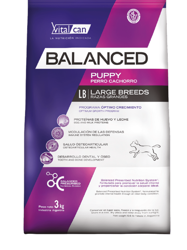 Balanced envase perro cachorro raza grande