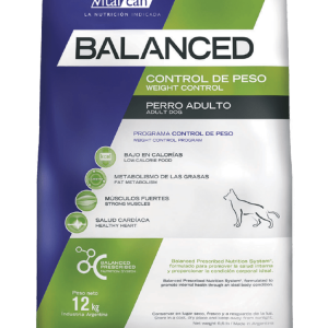 Balanced perro envase control de peso